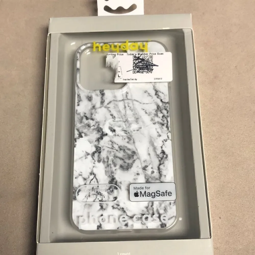 Heyday Phone Case for Apple iPhone 13 Pro with MagSafe - White Marble/Green Leaf
